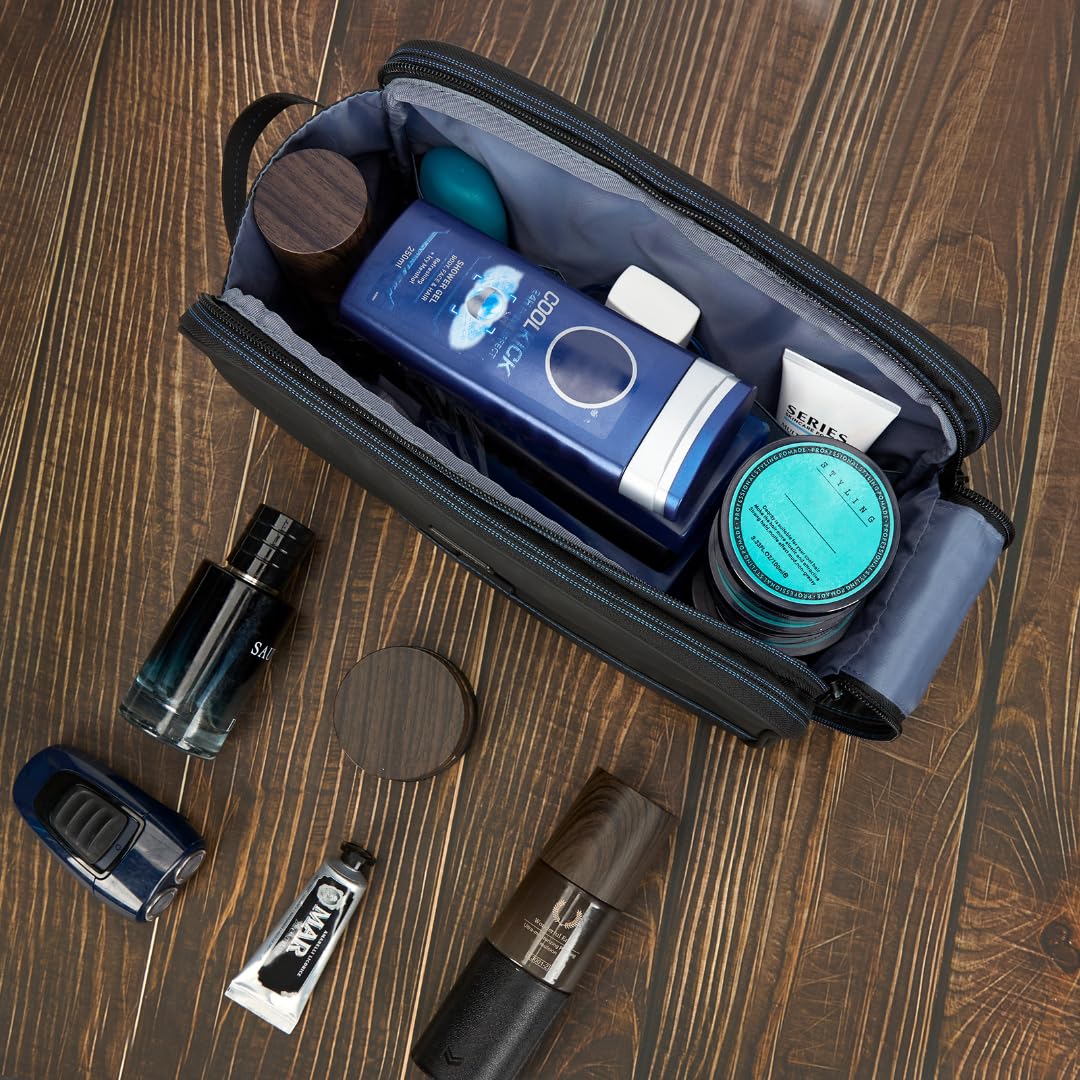 ZEEMO Travel Toiletry Bag for Men – Large, Water-Resistant, Double-Sided Full-Open Dopp Kit