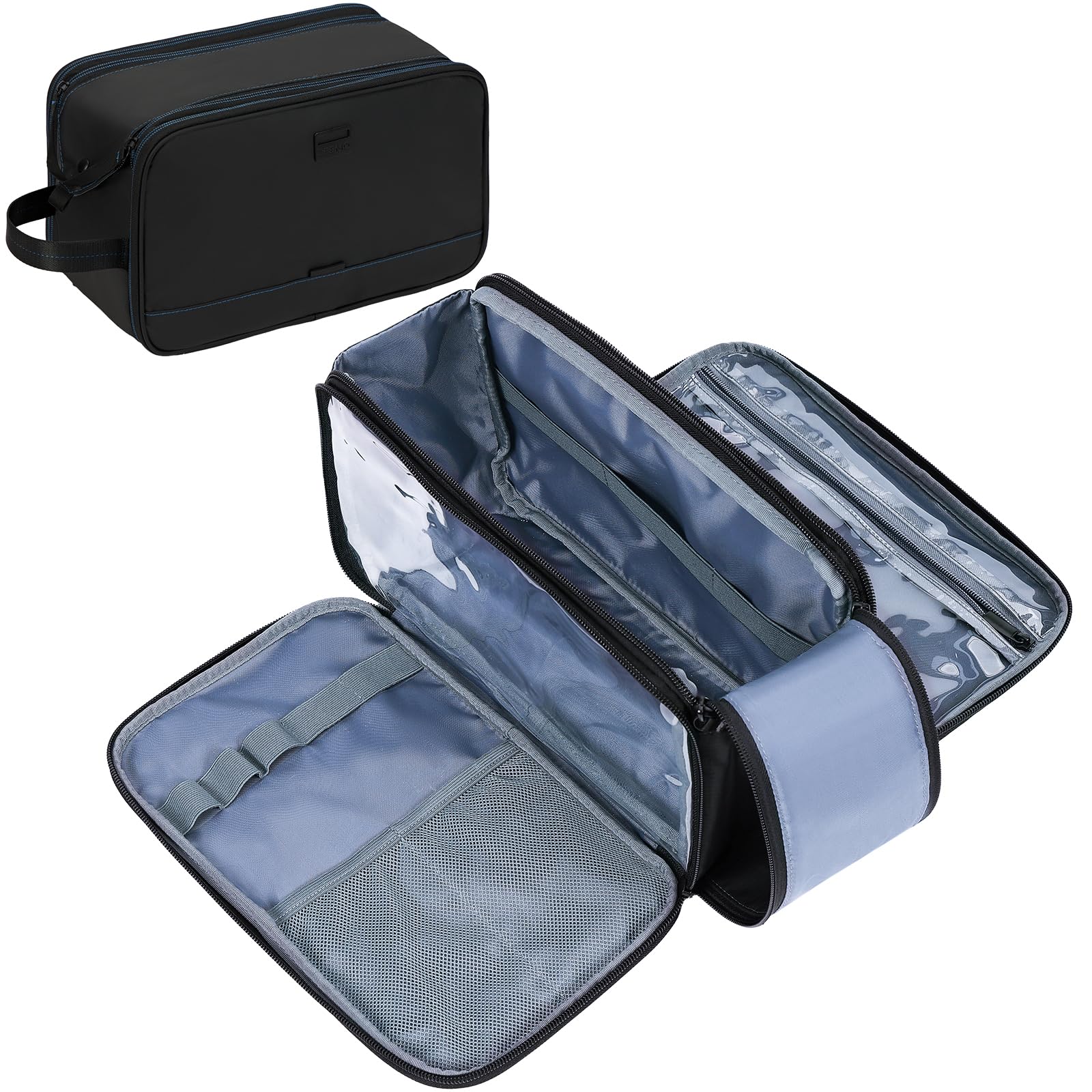 ZEEMO Travel Toiletry Bag for Men – Large, Water-Resistant, Double-Sided Full-Open Dopp Kit