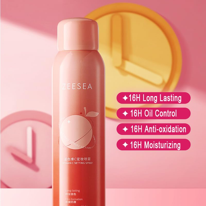 zeesea Vitamin C Hydrating Setting Spray – 16h Waterproof Makeup Fixer, Oil Control, 100 ml