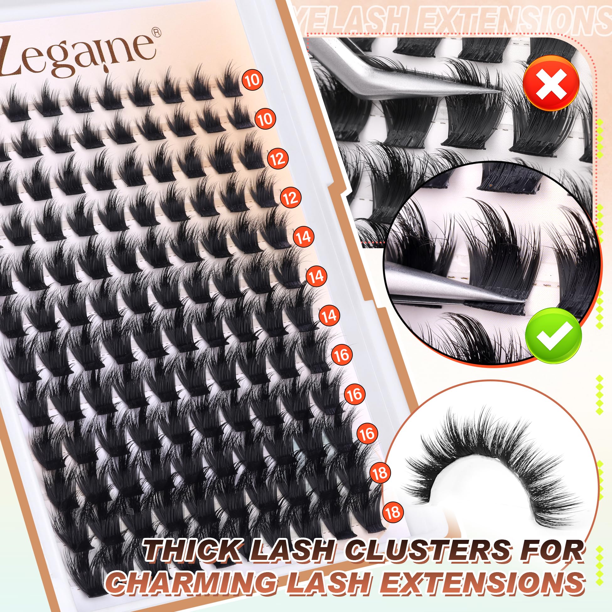 Zegaine Manga Lash Clusters — Wispy Spikes, D-Curly, 10–18mm, 120Pcs