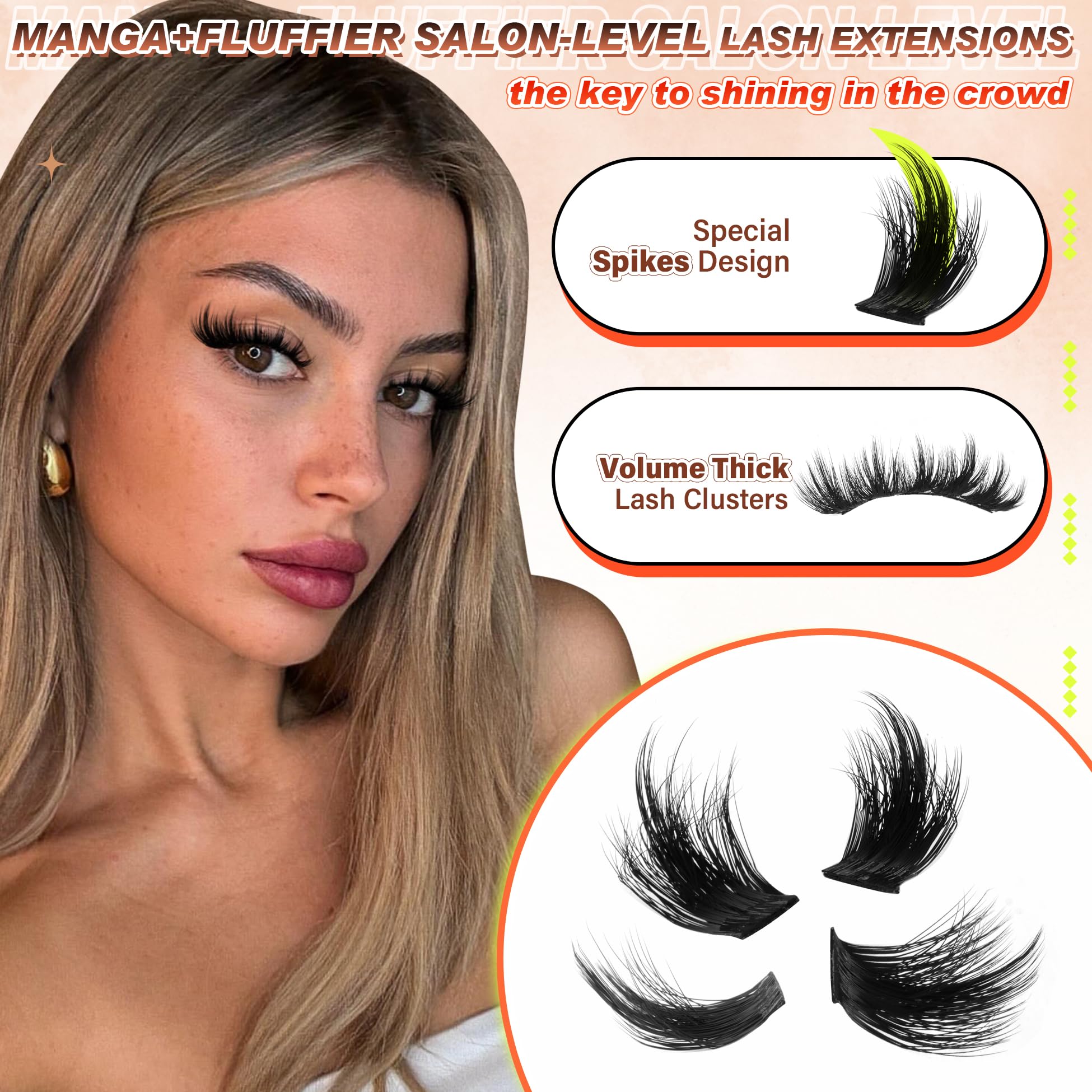 Zegaine Manga Lash Clusters — Wispy Spikes, D-Curly, 10–18mm, 120Pcs