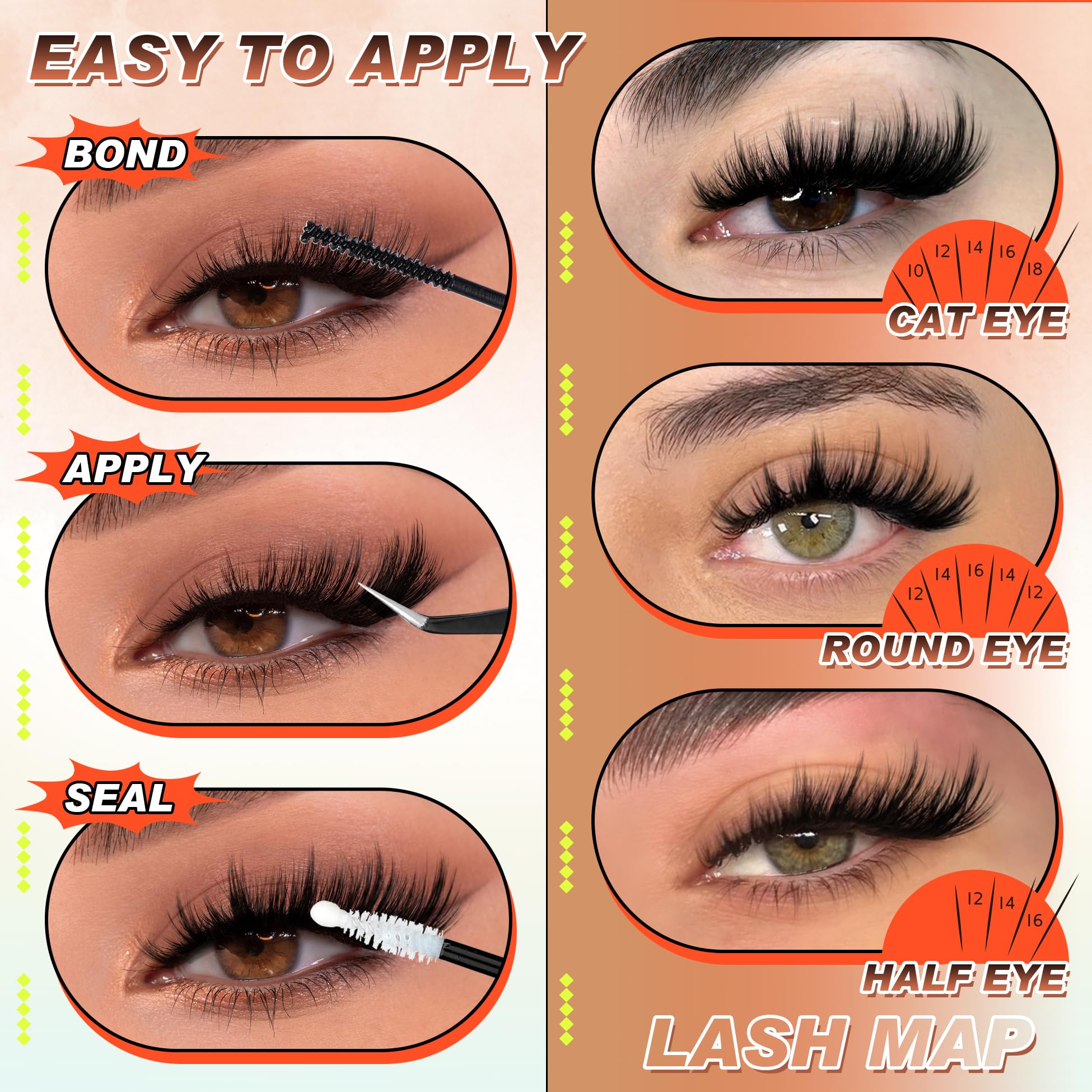 Zegaine Manga Lash Clusters — Wispy Spikes, D-Curly, 10–18mm, 120Pcs