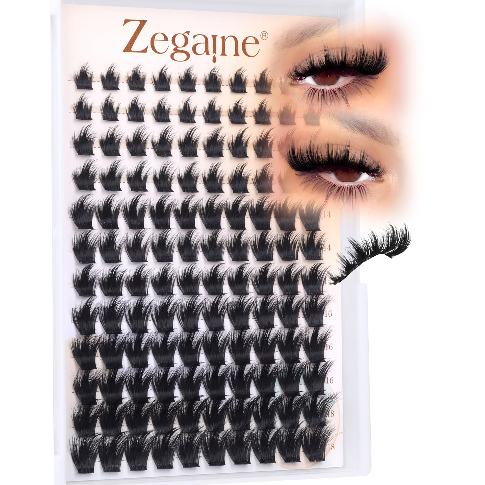 Zegaine Manga Lash Clusters — Wispy Spikes, D-Curly, 10–18mm, 120Pcs