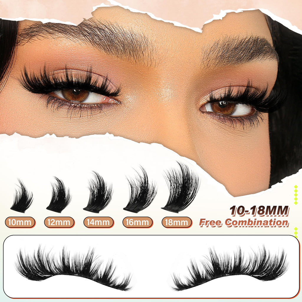 Zegaine Manga Lash Clusters — Wispy Spikes, D-Curly, 10–18mm, 120Pcs
