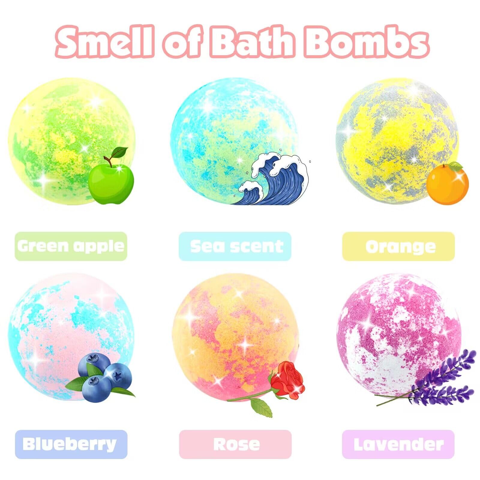 ZEIZHUBN Kids Bath Bombs with Surprise Inside – 6 Colorful Scents and Jewelry Toys