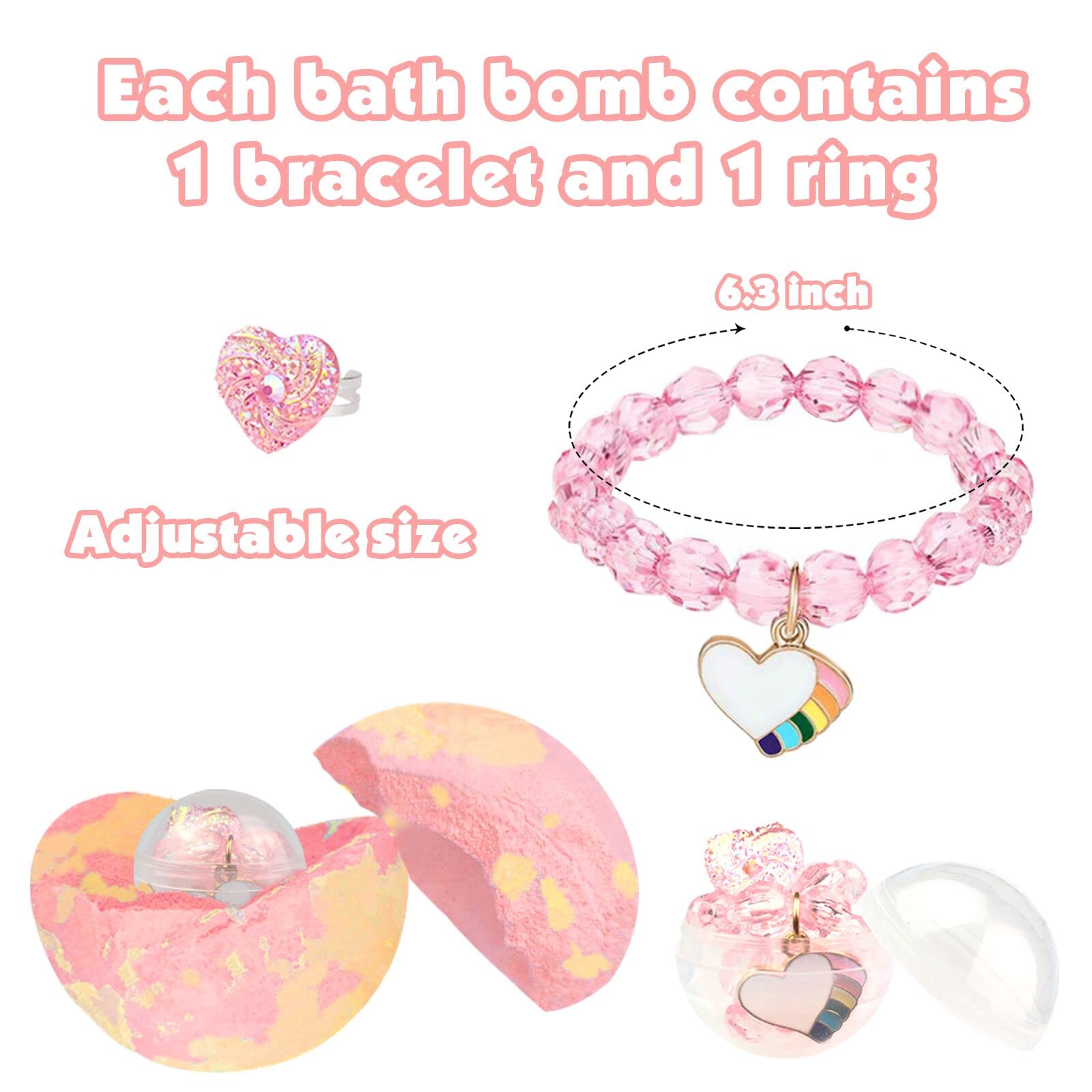 ZEIZHUBN Kids Bath Bombs with Surprise Inside – 6 Colorful Scents and Jewelry Toys