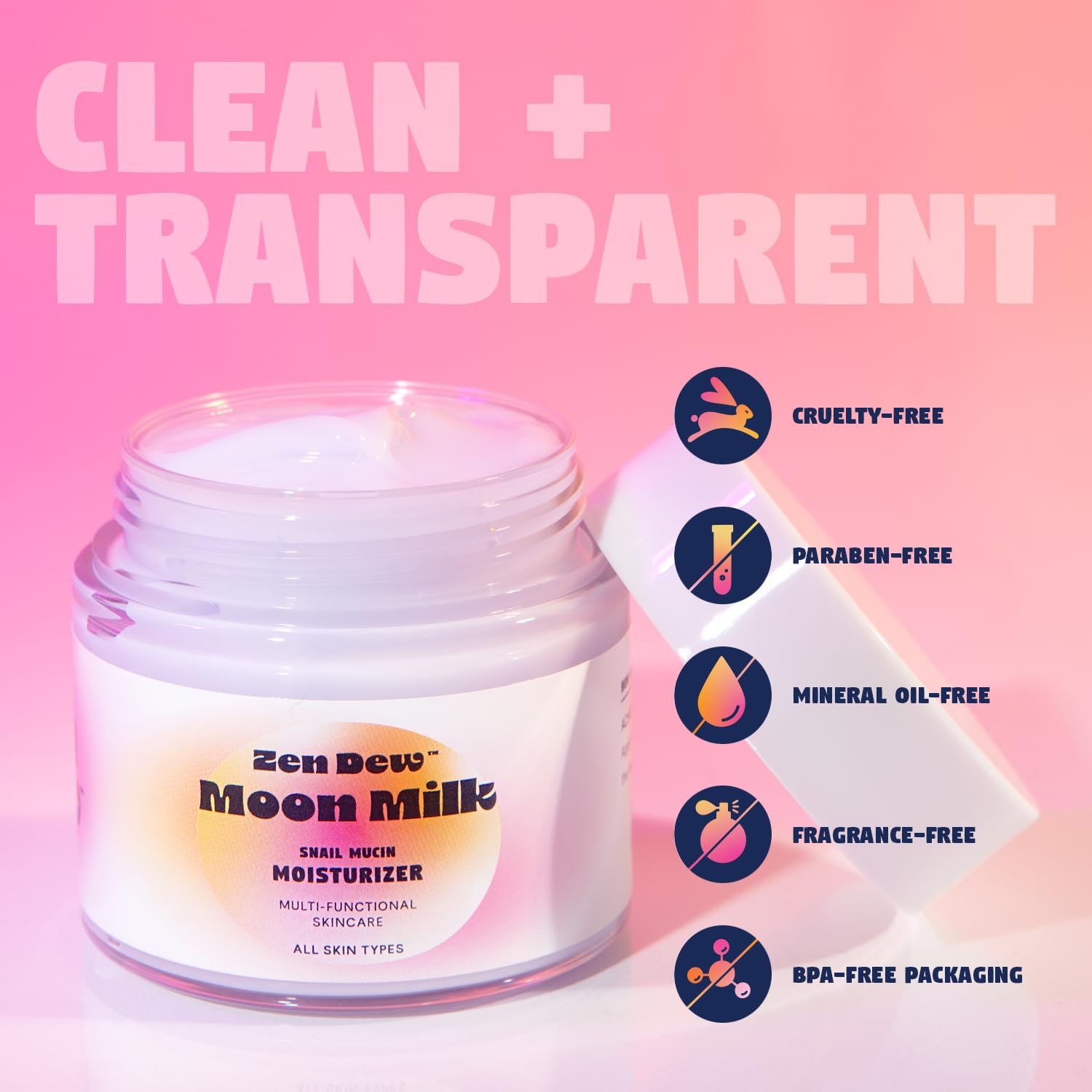 Zen Dew Moon Milk Snail Mucin Gel Cream — 3.52 oz | Hydration, Glow & Plump Skin