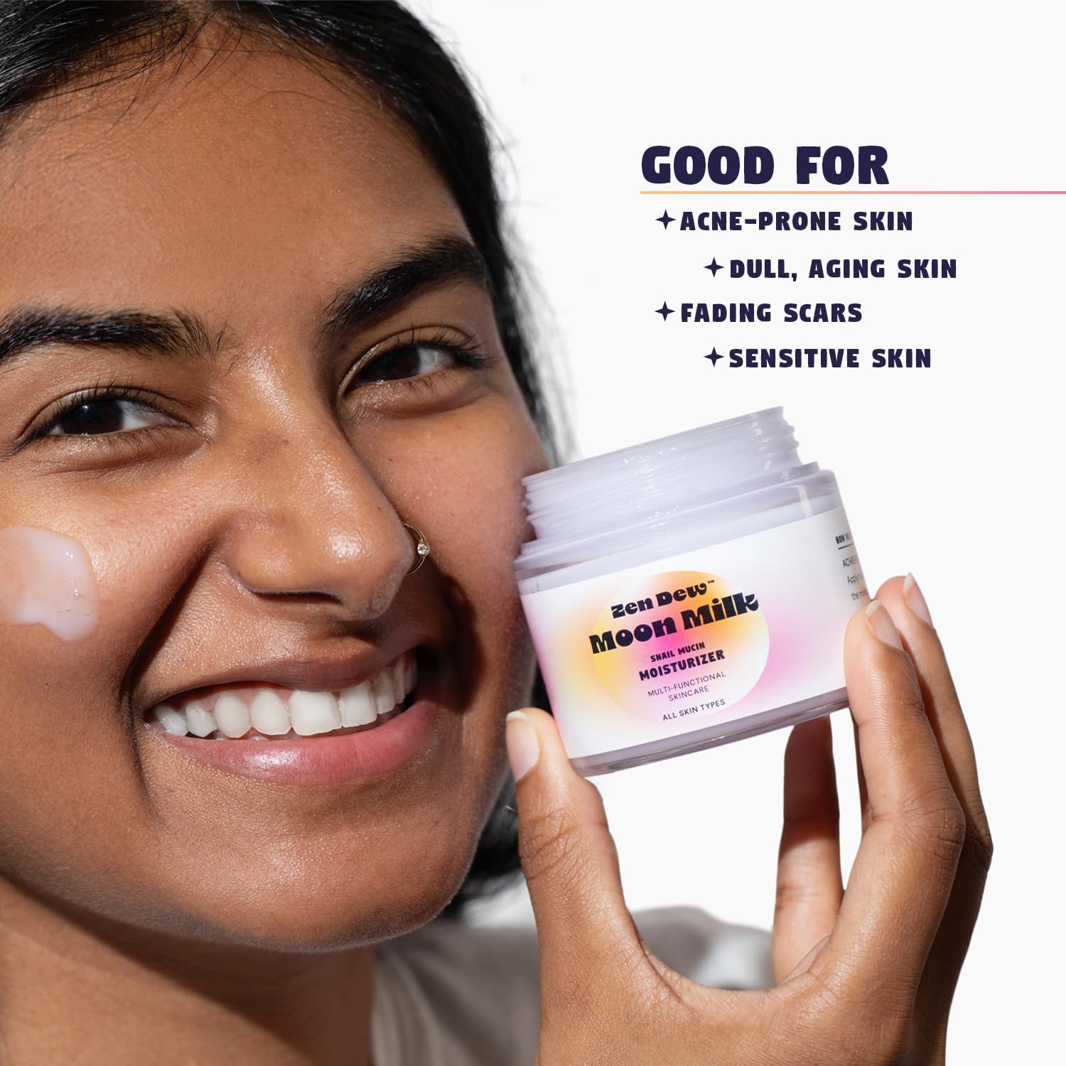 Zen Dew Moon Milk Snail Mucin Gel Cream — 3.52 oz | Hydration, Glow & Plump Skin