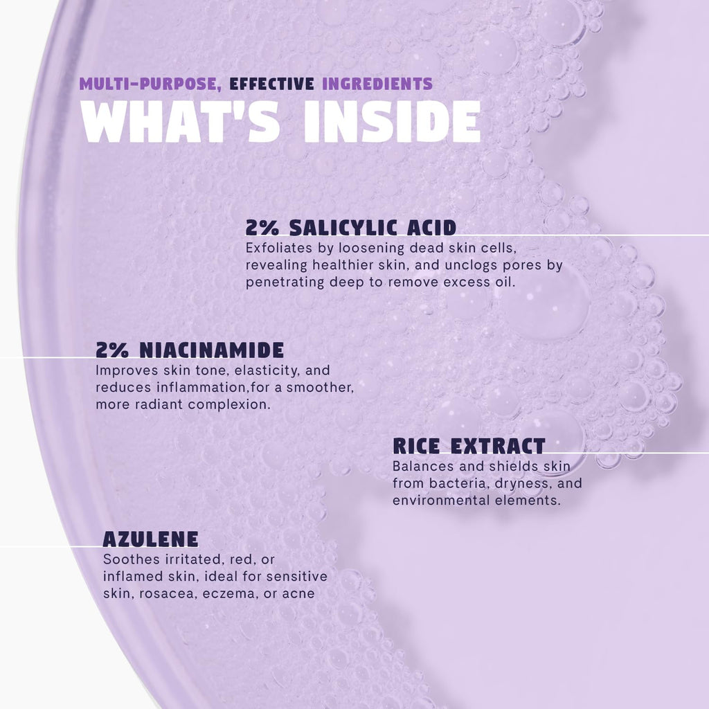 Zen Dew Violet Aura 2% BHA Toner — Gentle Exfoliation with Niacinamide & Rice Extract for Sensitive Skin