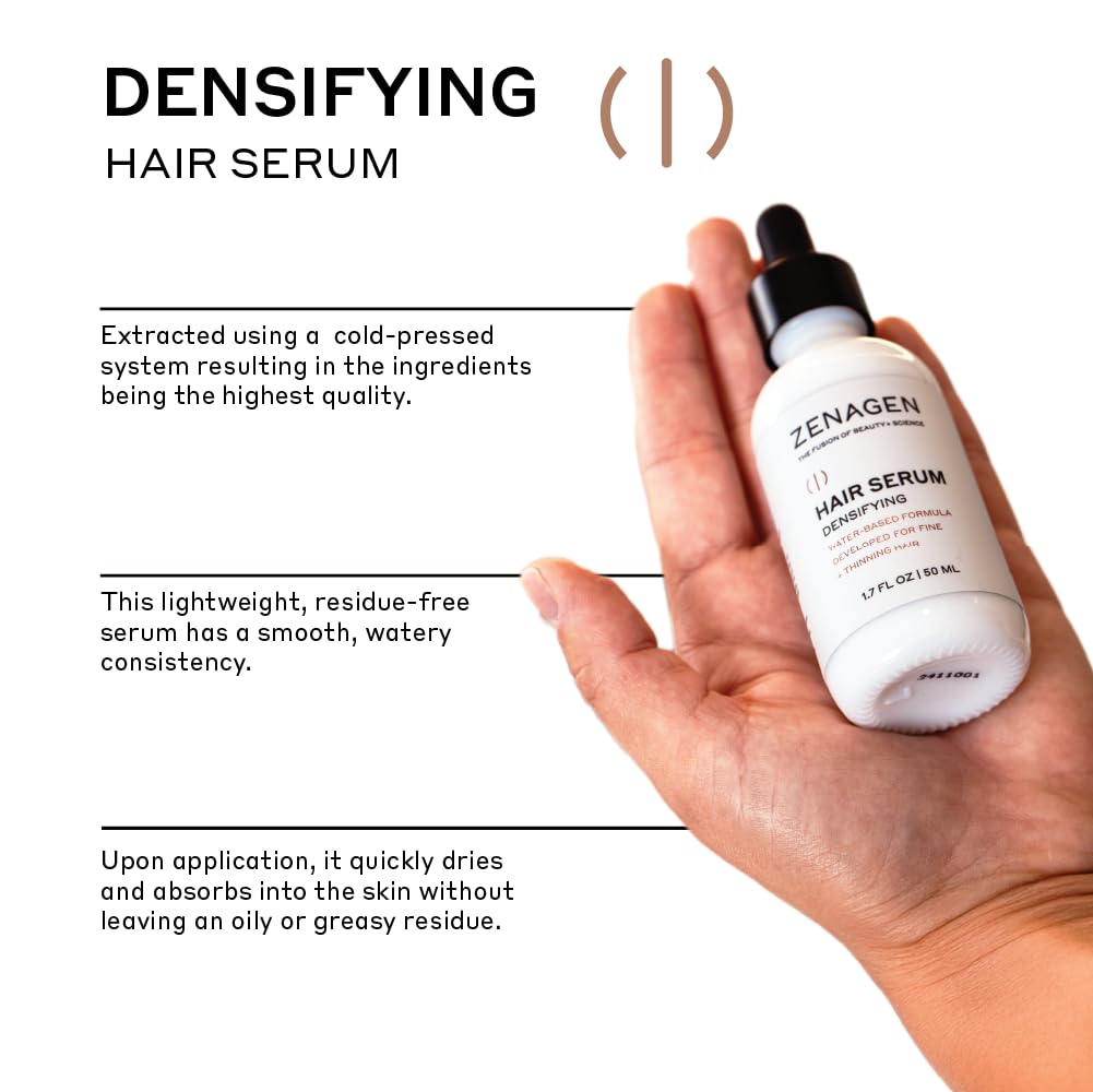 Zenagen Densifying Hair Serum for Fine & Thinning Hair | Plant-Based, Water-Based, Non-Greasy | 3.4 oz