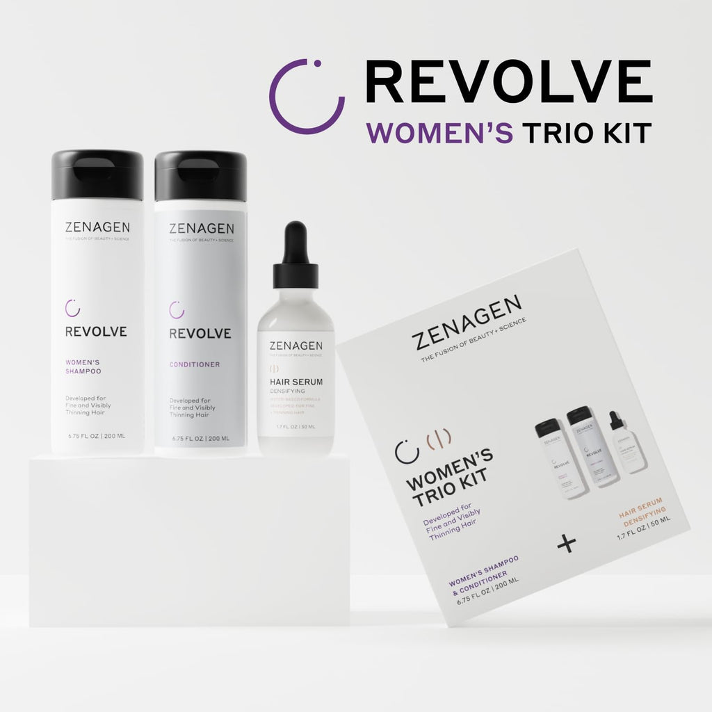 ZENAGEN Revolve Women Trio Kit – Shampoo, Conditioner & Densifying Serum for Fine Hair