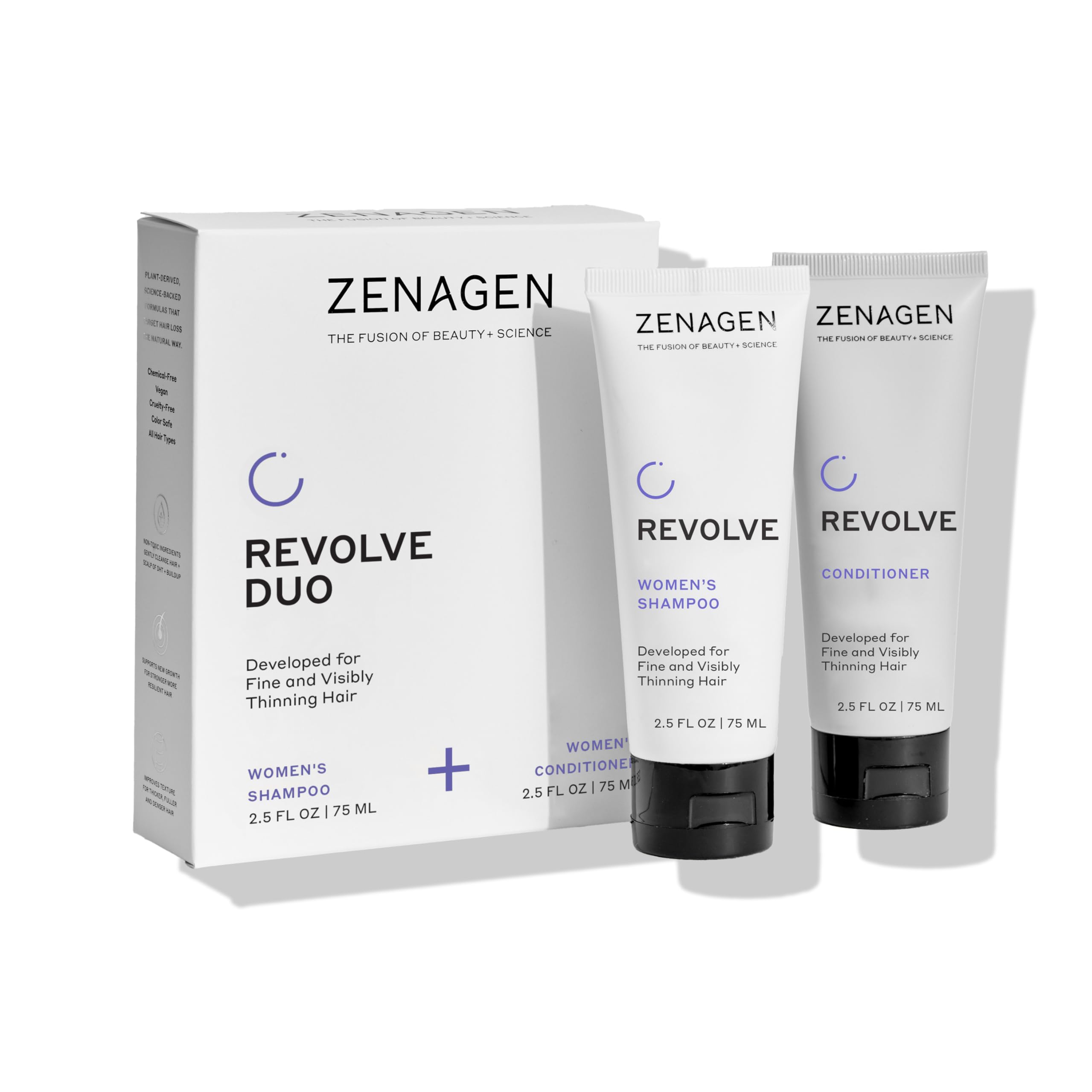 Zenagen Revolve Women's Travel Kit – TSA-Approved Shampoo & Conditioner for Fine Hair