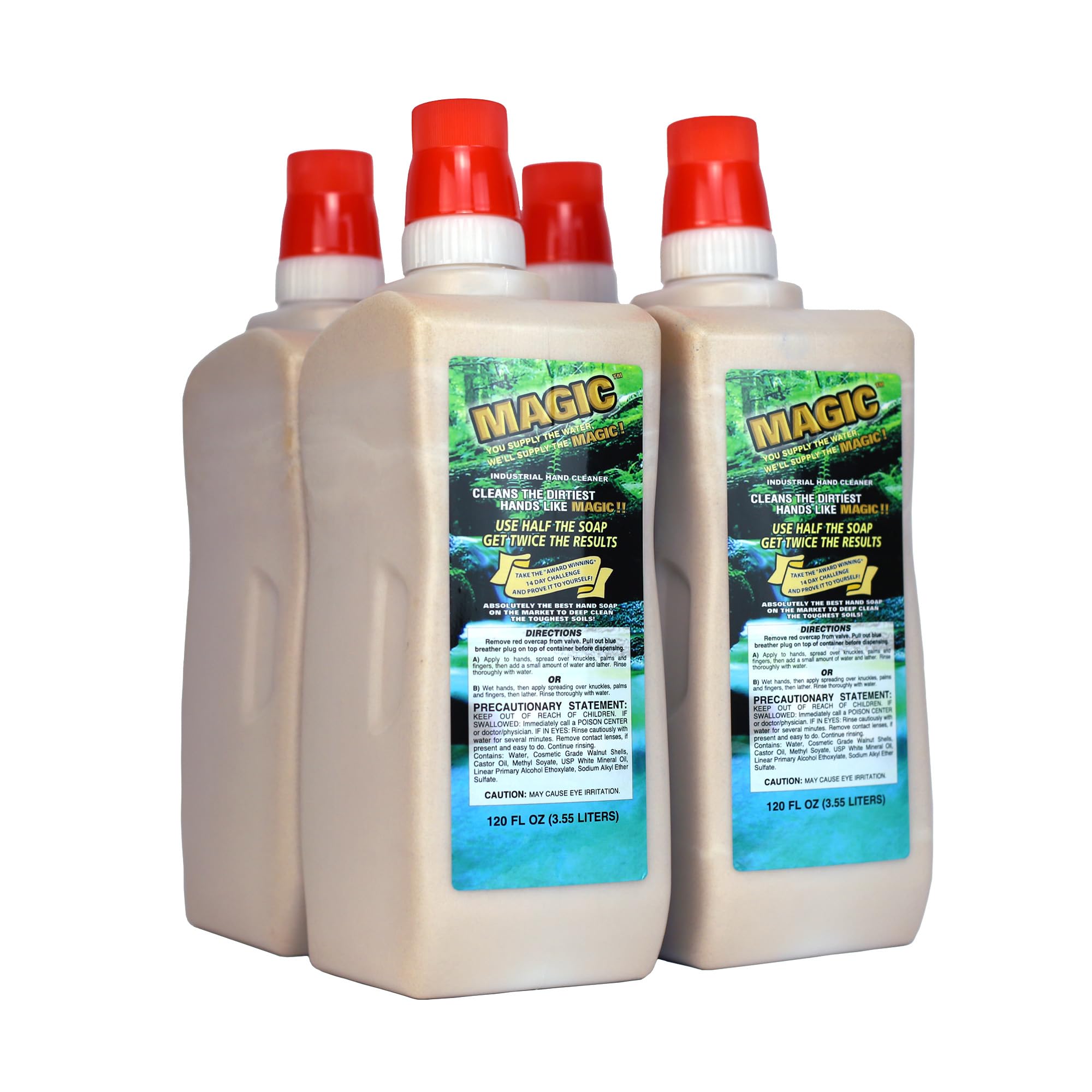 Zenex Magic Hand Soap — Industrial Hand Cleaner for Mechanics (Walnut Scrubbers, 3.55 L, 4 Pack)