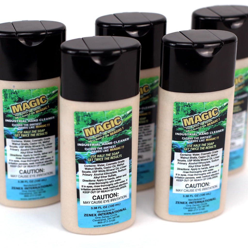 Zenex Magic Hand Soap – Industrial Hand Cleaner for Auto Mechanics | Walnut Shell Scrubbers to Remove Grease, Ink & Paint | Moisturizing Ingredients | 100 ml (5 Pack)