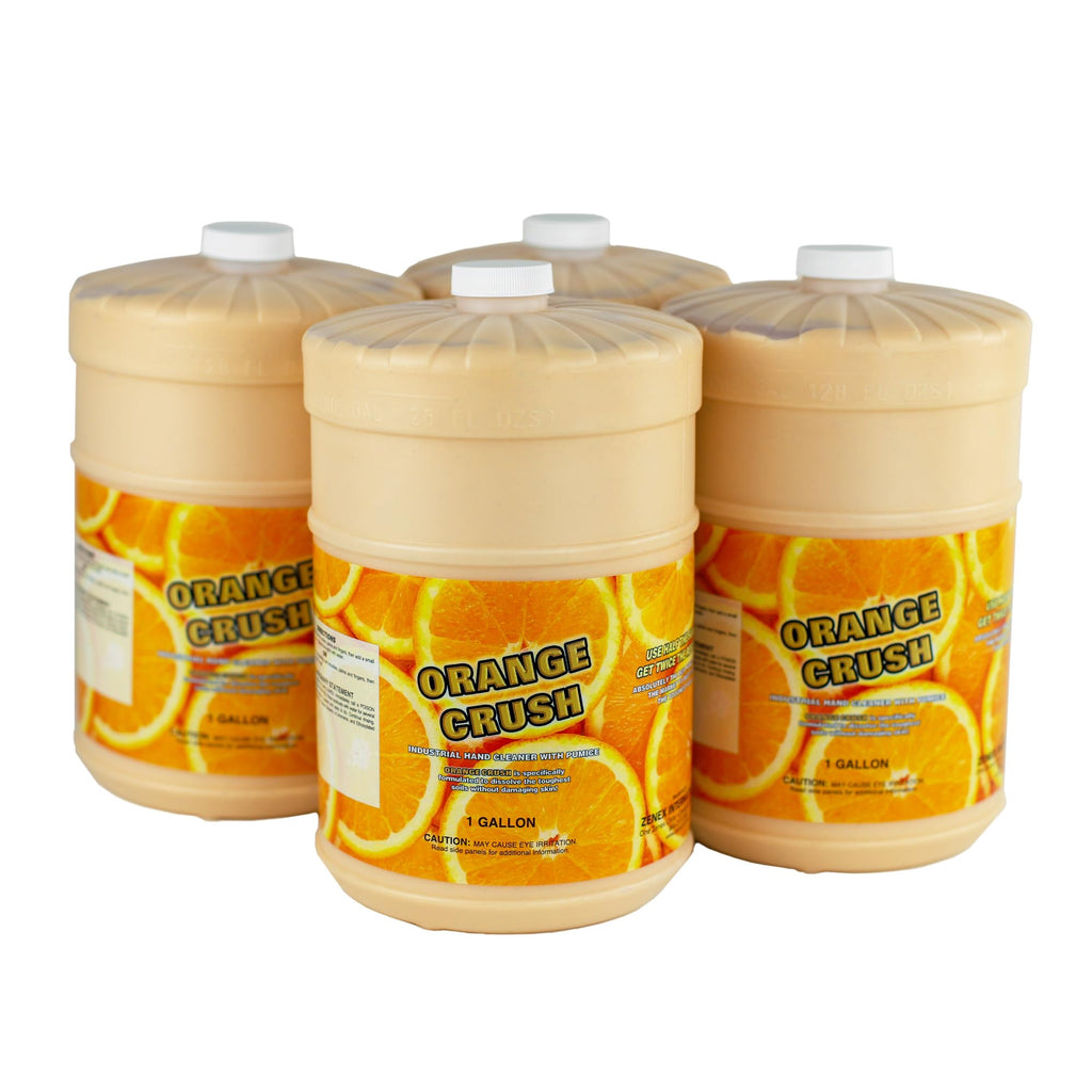 Zenex Orange Crush Hand Soap with Pumice and Skin Conditioners – Industrial Hand Cleaner Citrus Crème Scent | 1 Gallon (4-Pack)
