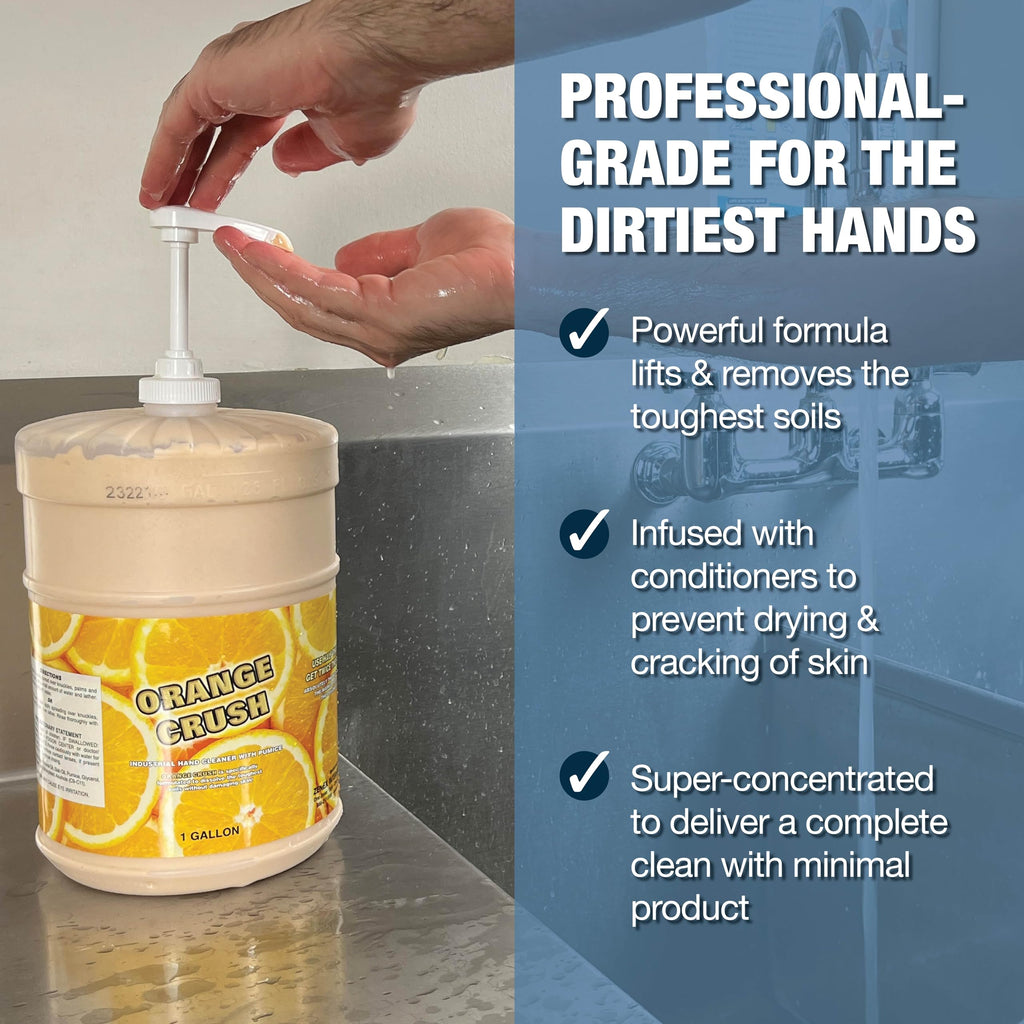 Zenex Orange Crush Hand Soap with Pumice and Skin Conditioners – Industrial Hand Cleaner Citrus Crème Scent | 1 Gallon (4-Pack)