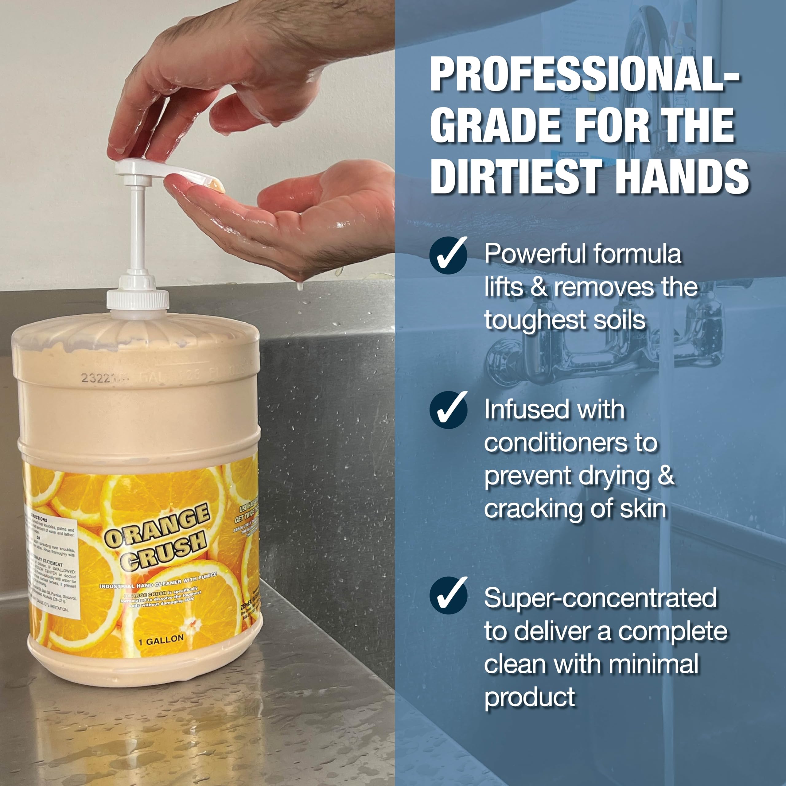 Zenex Orange Crush Hand Soap with Pumice — Industrial Cleaner, Citrus Crème, 1 Gal