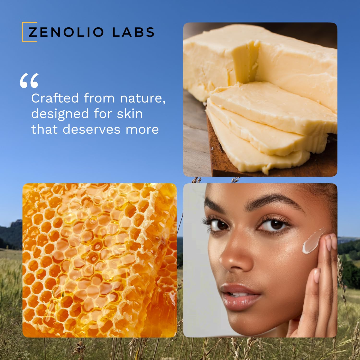 Zenolio Labs Organic Beef Tallow Balm for Face & Body — Whipped Grass-Fed Moisturizer with Raw Honey & Beeswax