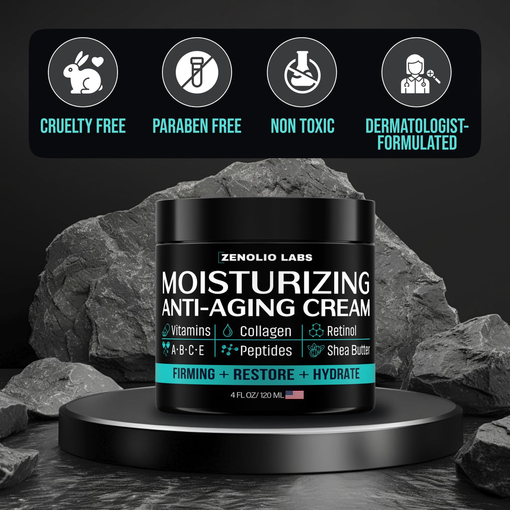 Zenolio Labs Mens Face Moisturizer Cream – Anti-Aging with Retinol & Peptides, 4 oz