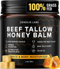 Zenolio Labs Organic Beef Tallow Balm for Face & Body — Whipped Grass-Fed Moisturizer with Raw Honey & Beeswax