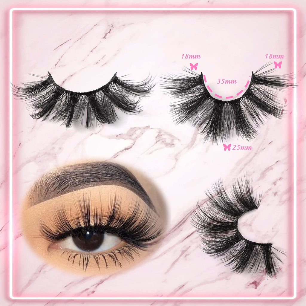 Zenotti 25mm Long 6D Faux Mink Lashes – Dramatic Wispy Volume, 10 Pairs