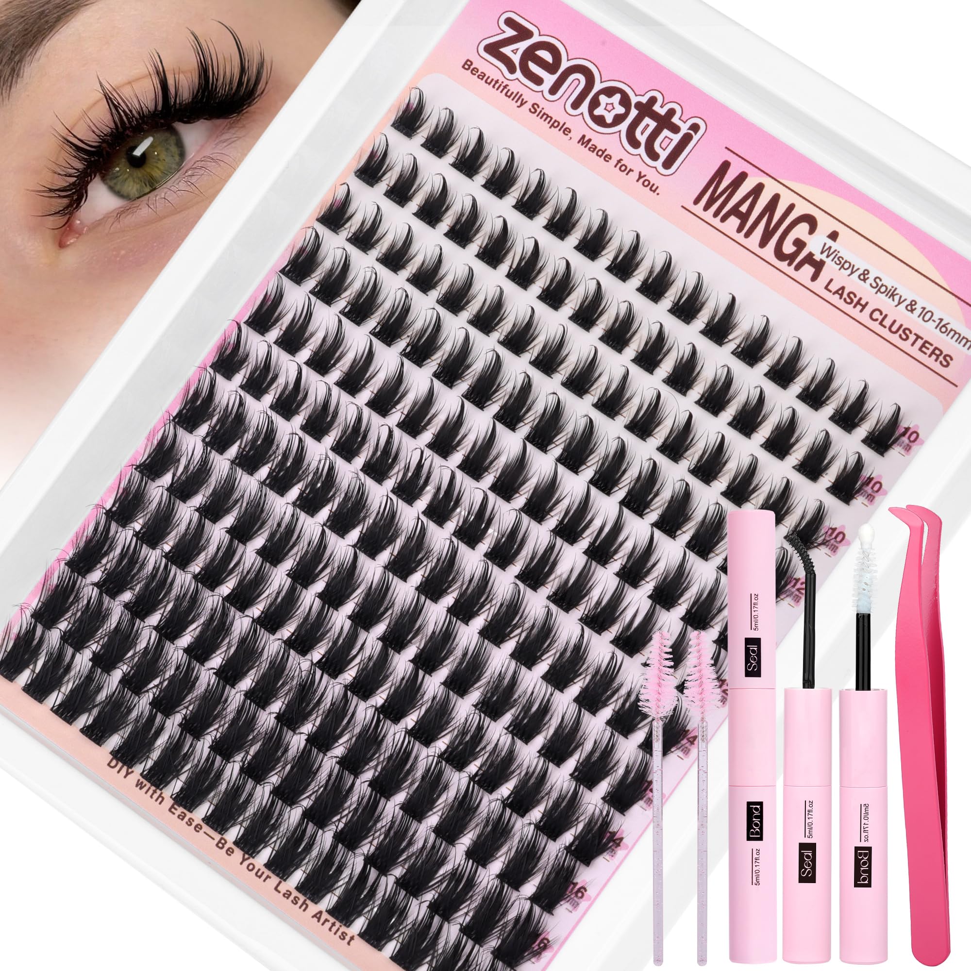 Zenotti Manga Lash Clusters Kit – Wispy Natural Eyelash Clusters for Anime Cosplay & DIY Lashes
