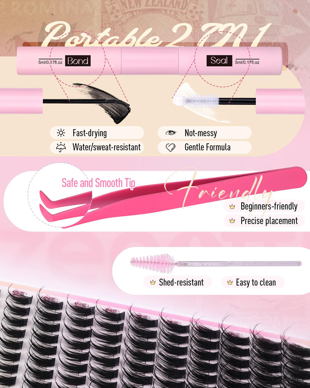 Zenotti Manga Lash Clusters Kit – Wispy Natural Eyelash Clusters for Anime Cosplay & DIY Lashes