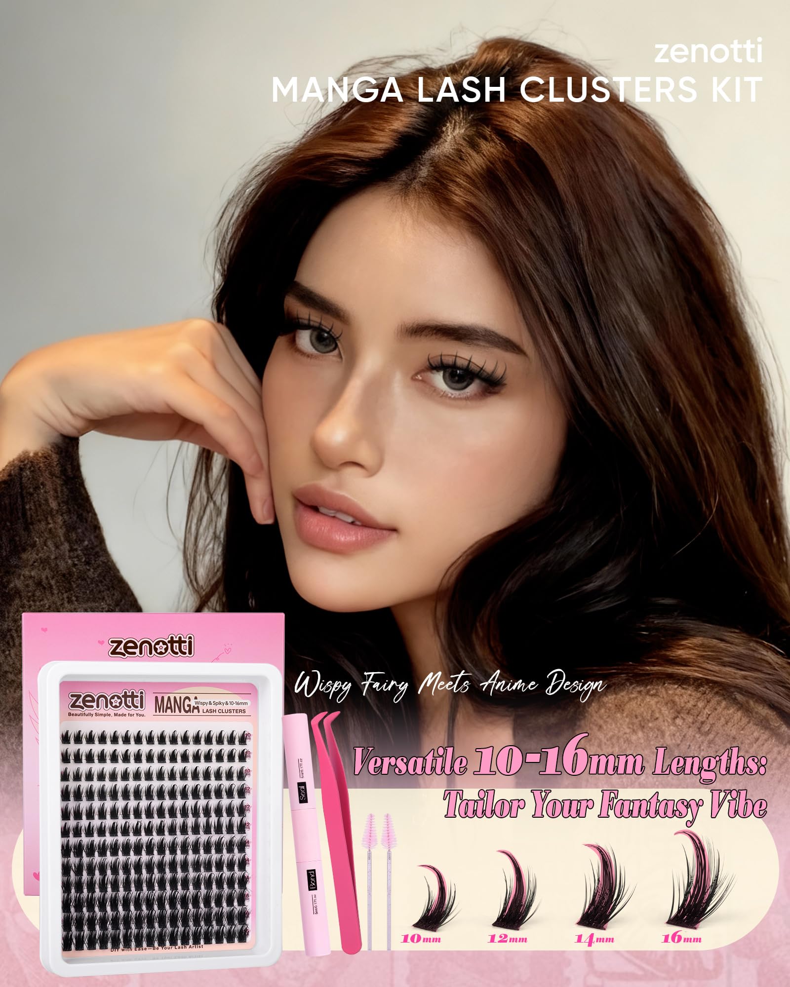 Zenotti Manga Lash Clusters Kit – Wispy Natural Eyelash Clusters for Anime Cosplay & DIY Lashes