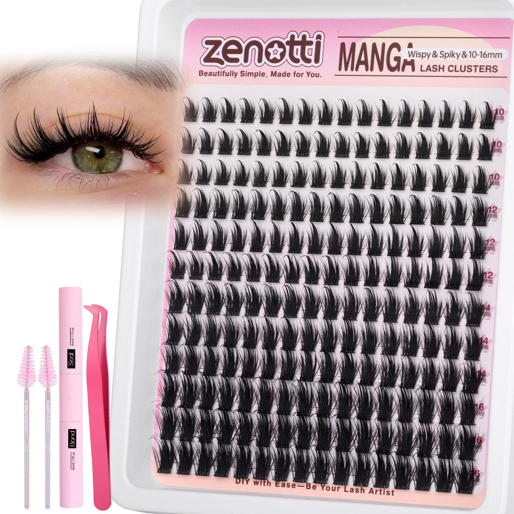 Zenotti Manga Lash Clusters Kit – Wispy Natural Eyelash Clusters for Anime Cosplay & DIY Lashes