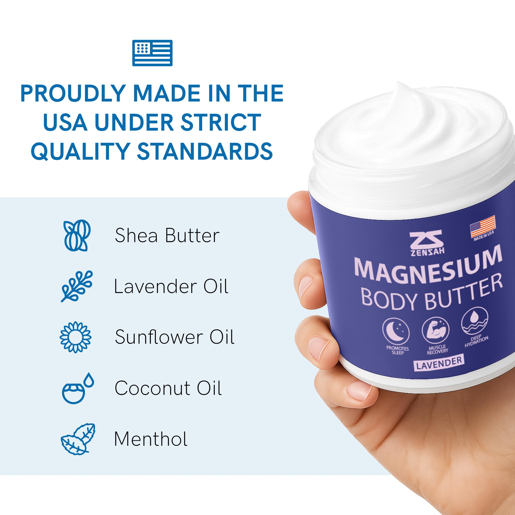 Zensah Magnesium Body Butter for Athletes – Post-Workout Recovery with Lavender & Menthol