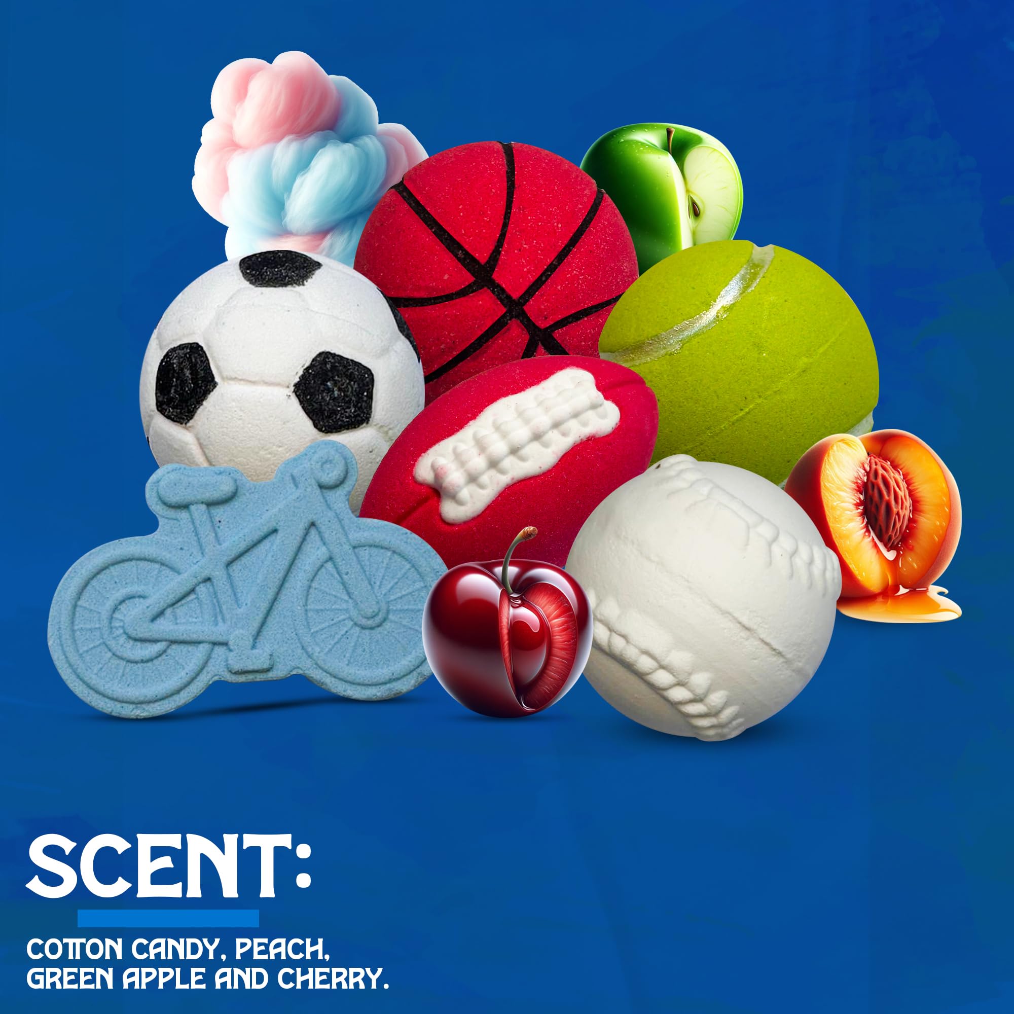 ZenseMe 18-Pack Sports Bath Bombs with Toys Inside – Handmade Organic Kids Gift Set (2.5 oz each)