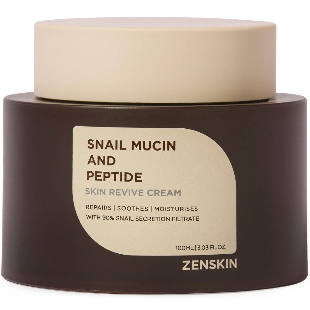 Zenskin Snail Mucin & Peptide Cream – 90% Snail Mucin, 5 Peptides, Deep Hydration, 100ml