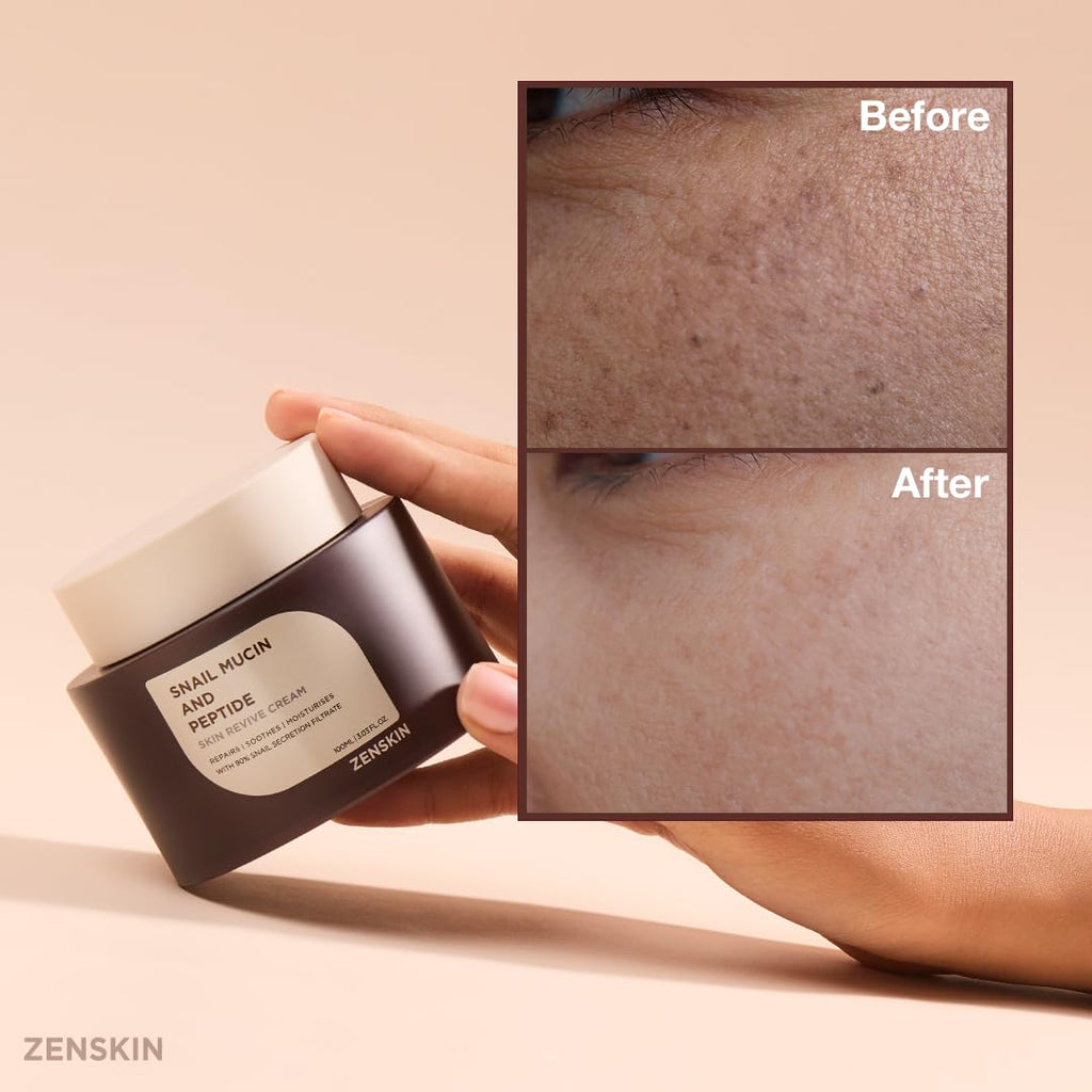 Zenskin Snail Mucin & Peptide Cream – 90% Snail Mucin, 5 Peptides, Deep Hydration, 100ml