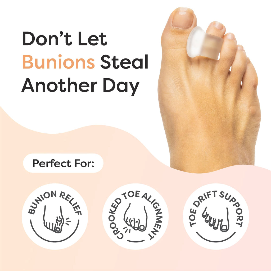 ZenToes Firm Gel Toe Separators | 4 Pack for Toe Alignment & Bunions
