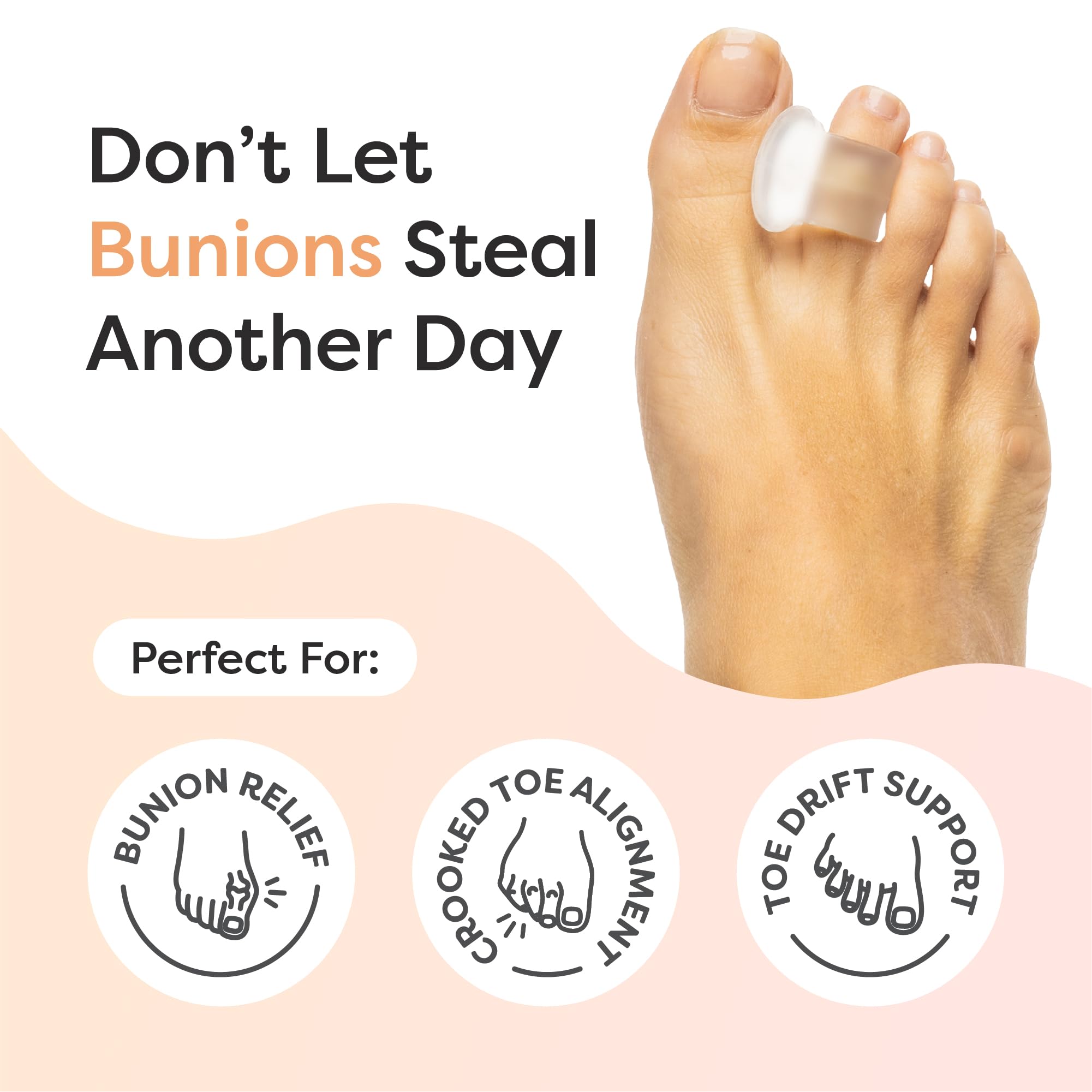 ZenToes Firm Gel Toe Separators | 4 Pack for Toe Alignment & Bunions