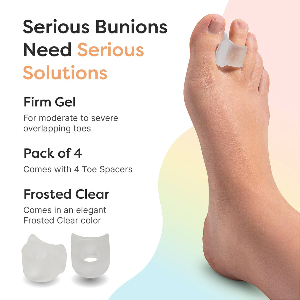 ZenToes Firm Gel Toe Separators | 4 Pack for Toe Alignment & Bunions