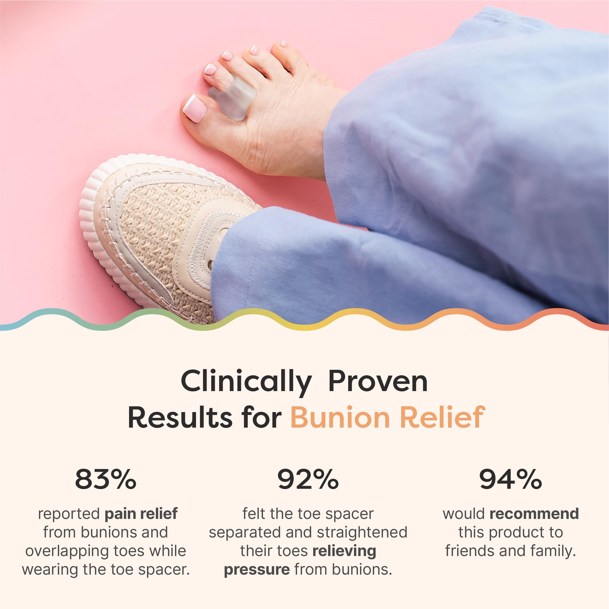 ZenToes Firm Gel Toe Separators | 4 Pack for Toe Alignment & Bunions