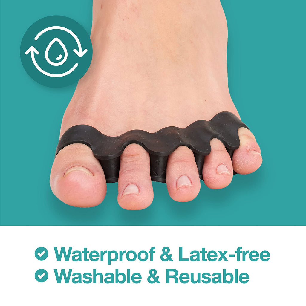 ZenToes Silicone Toe Spacers and Separators – 2 Pairs (Black) for Toe Alignment and Comfort