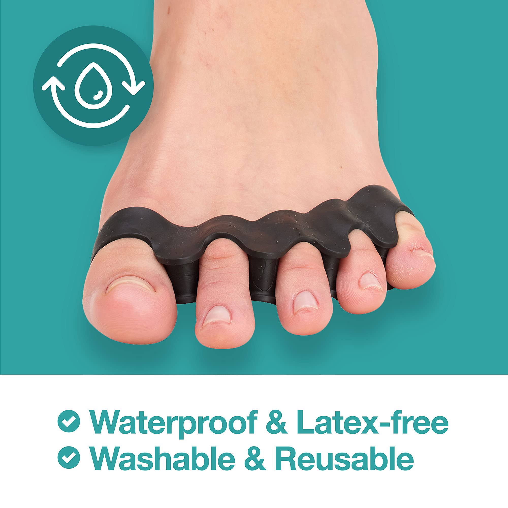 ZenToes Silicone Toe Spacers and Separators – 2 Pairs (Black) for Toe Alignment and Comfort