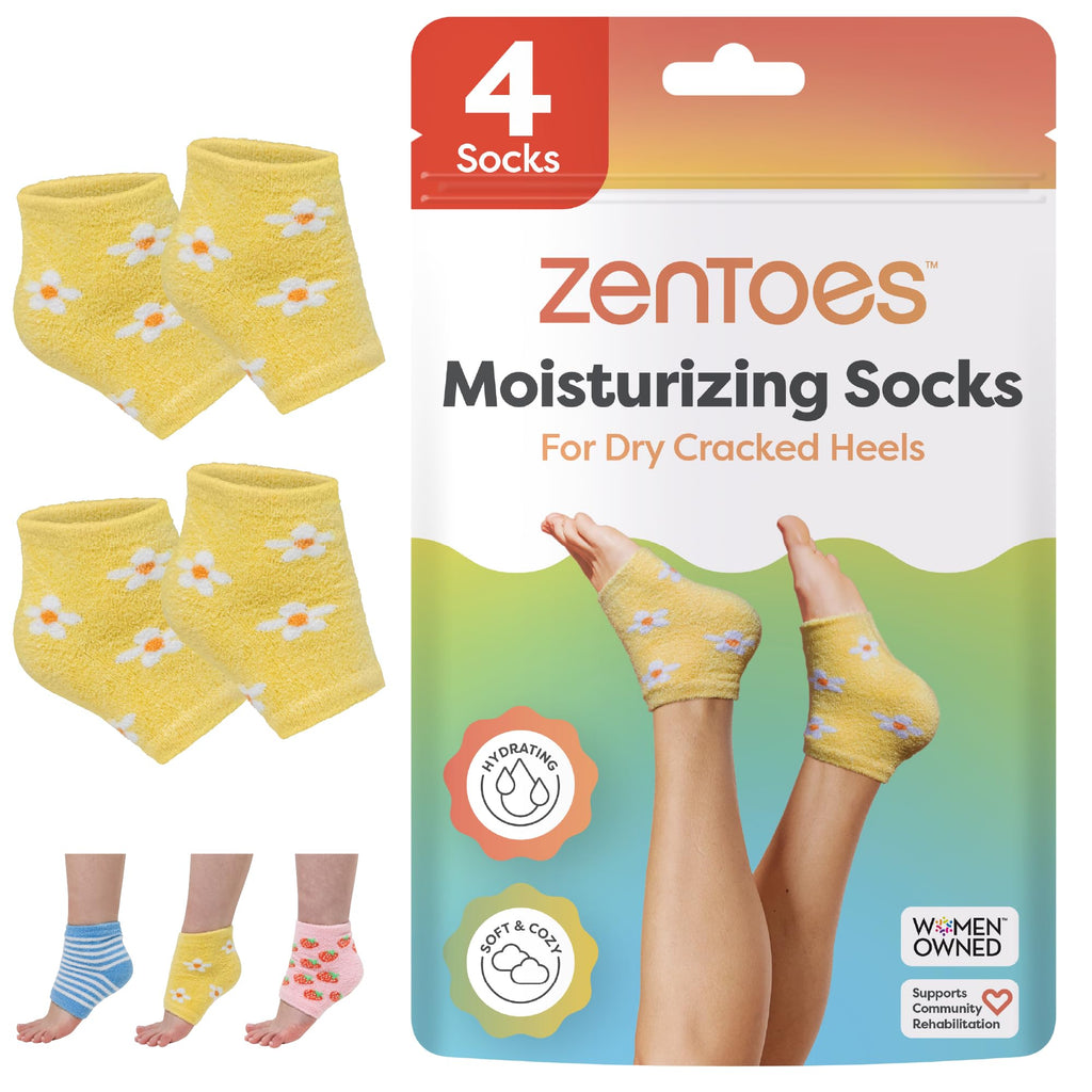 ZenToes Moisturizing Socks – Overnight Heel Treatment with Vitamin E, Olive Oil & Jojoba Oils