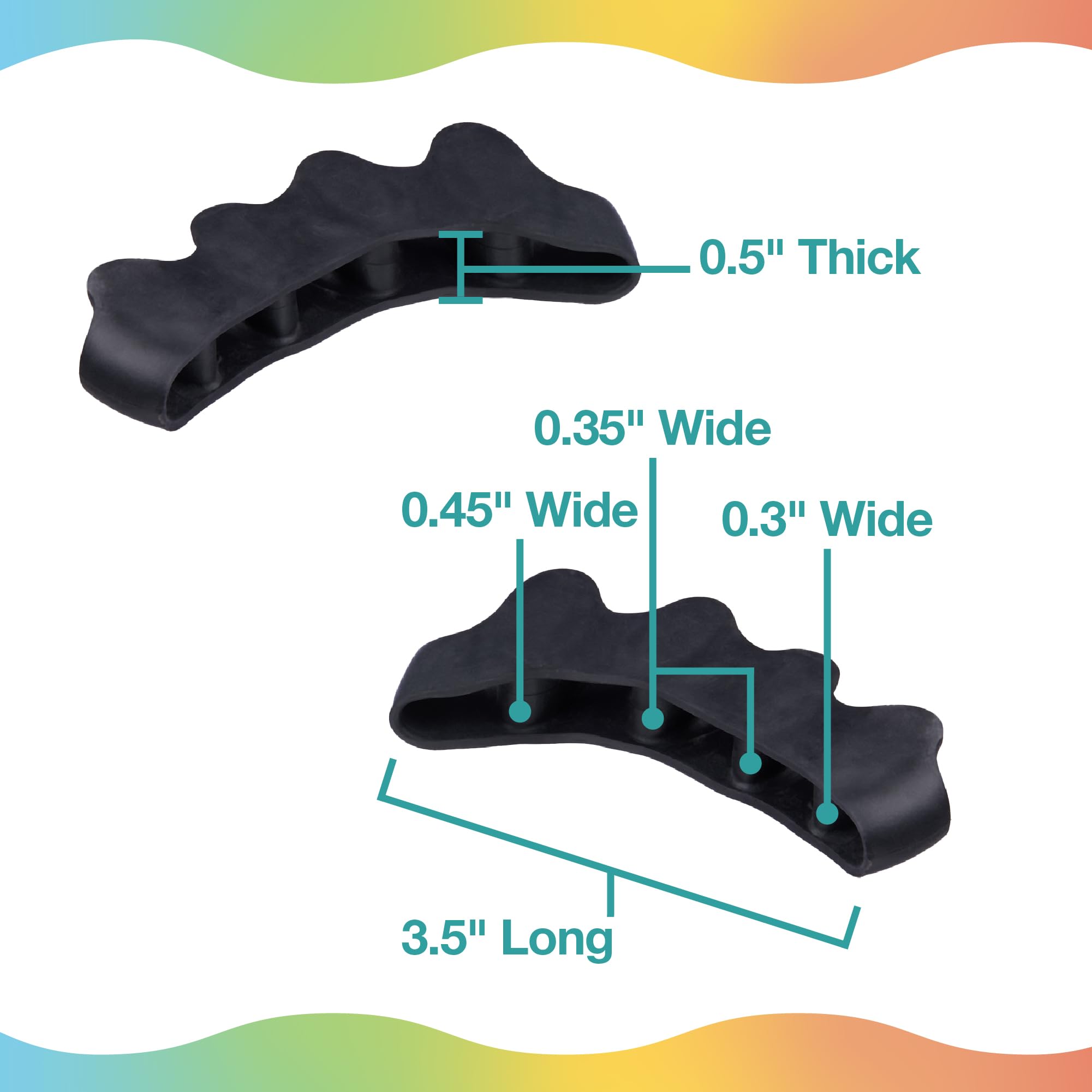 ZenToes Silicone Toe Spacers and Separators – 2 Pairs (Black) for Toe Alignment and Comfort