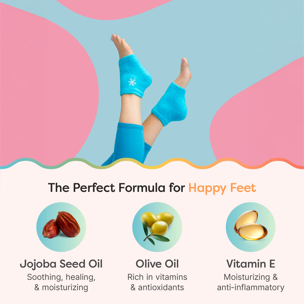 ZenToes Moisturizing Socks for Cracked Heel Treatment – Vitamin E, Olive Oil & Jojoba Infused (Regular, White & Blue Snowflake)
