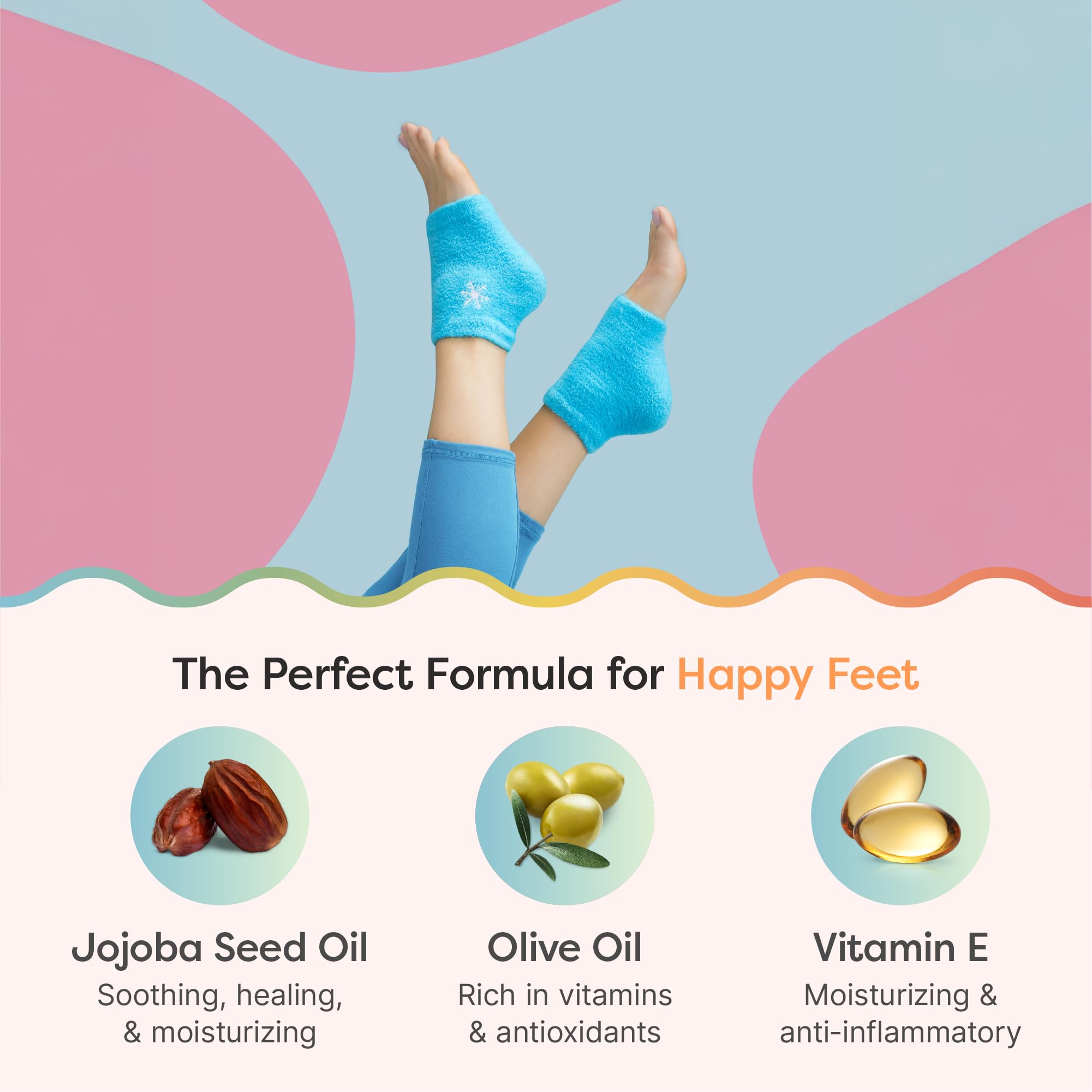 ZenToes Moisturizing Socks for Cracked Heel Treatment – Vitamin E, Olive Oil & Jojoba Infused (Regular, White & Blue Snowflake)