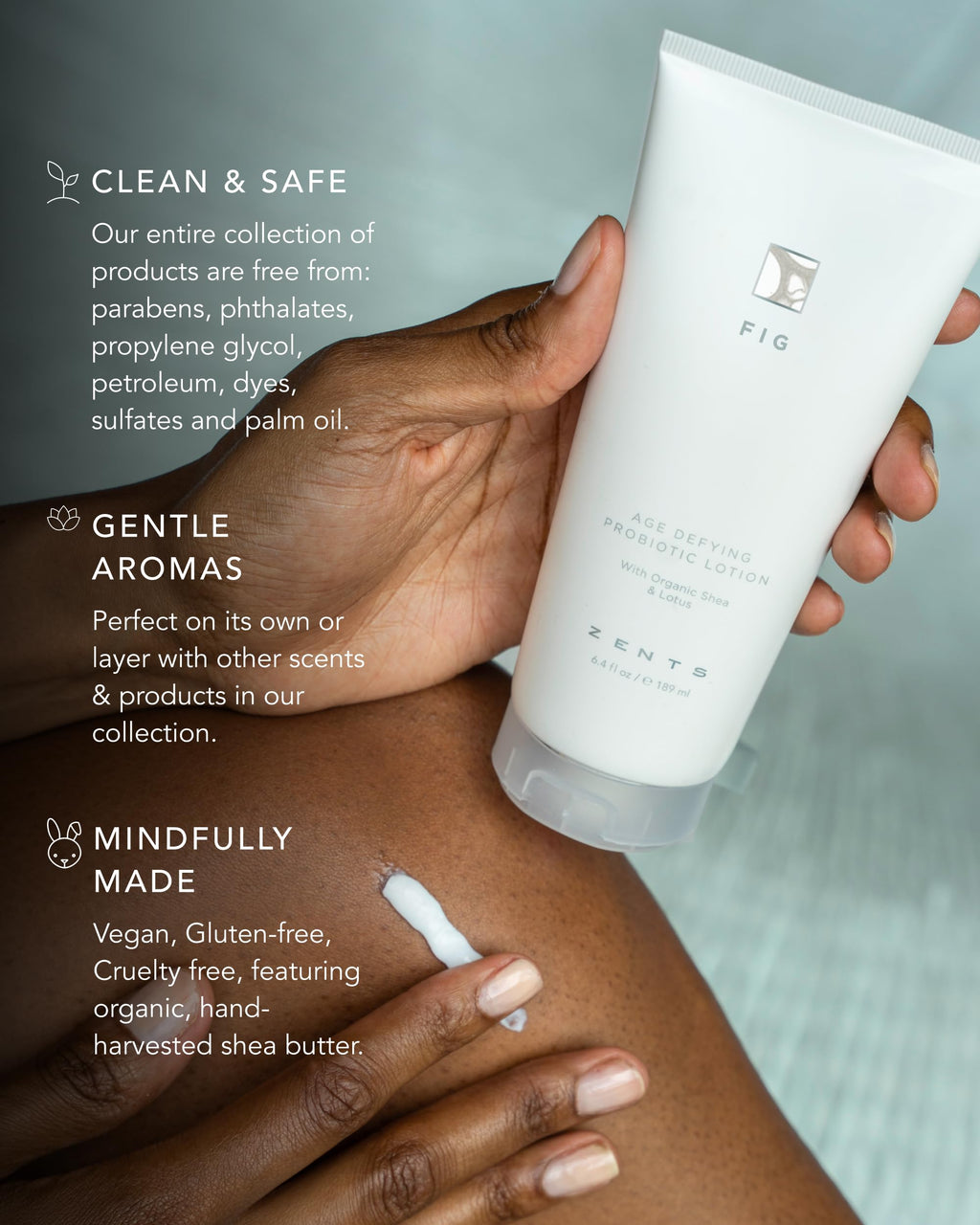 Zents Age-Defying Probiotic Body & Hand Lotion (Fig) – Hyaluronic Acid + Organic Shea Butter, 6.4 oz