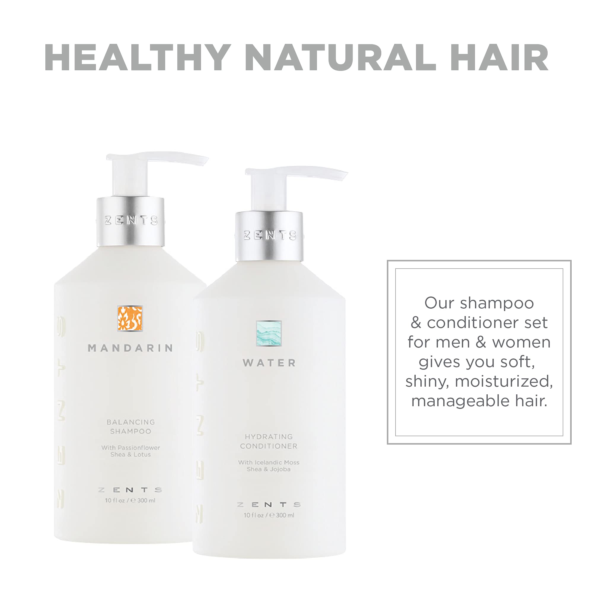 ZENTS Balancing Shampoo & Moisturizing Conditioner Set – Color Safe, Sulfate-Free, 10 fl oz Each