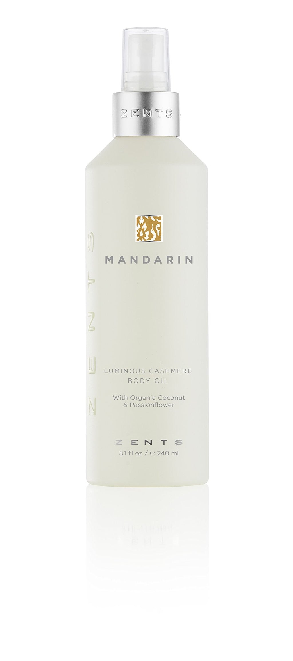 Zents Luminous Cashmere Body Oil (Mandarin Fragrance) | Moisturizing Oil with Vitamin E & Coconut Oil | 8 fl oz