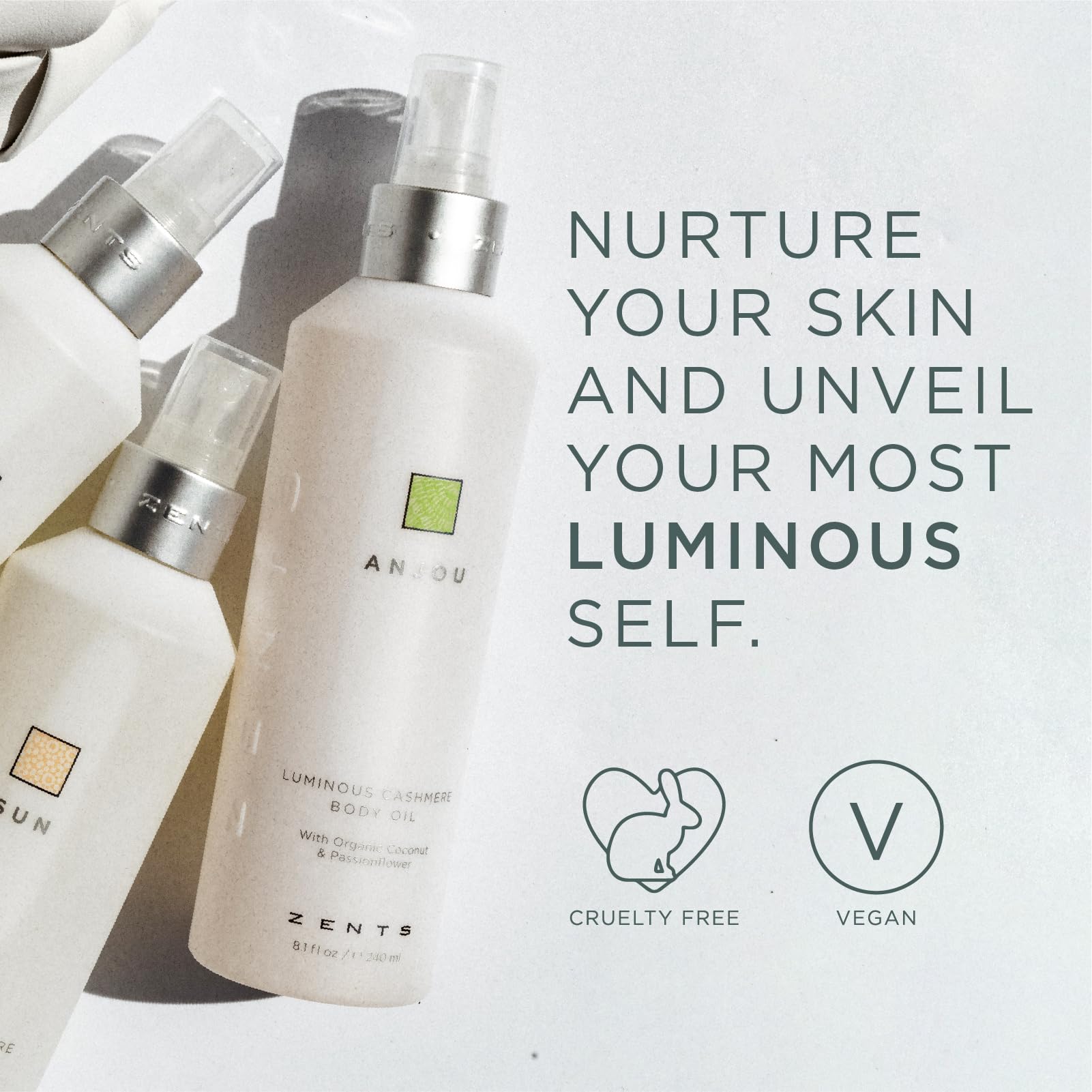 Zents Luminous Cashmere Body Oil (Water Fragrance) | Vitamin E & Organic Coconut Oil