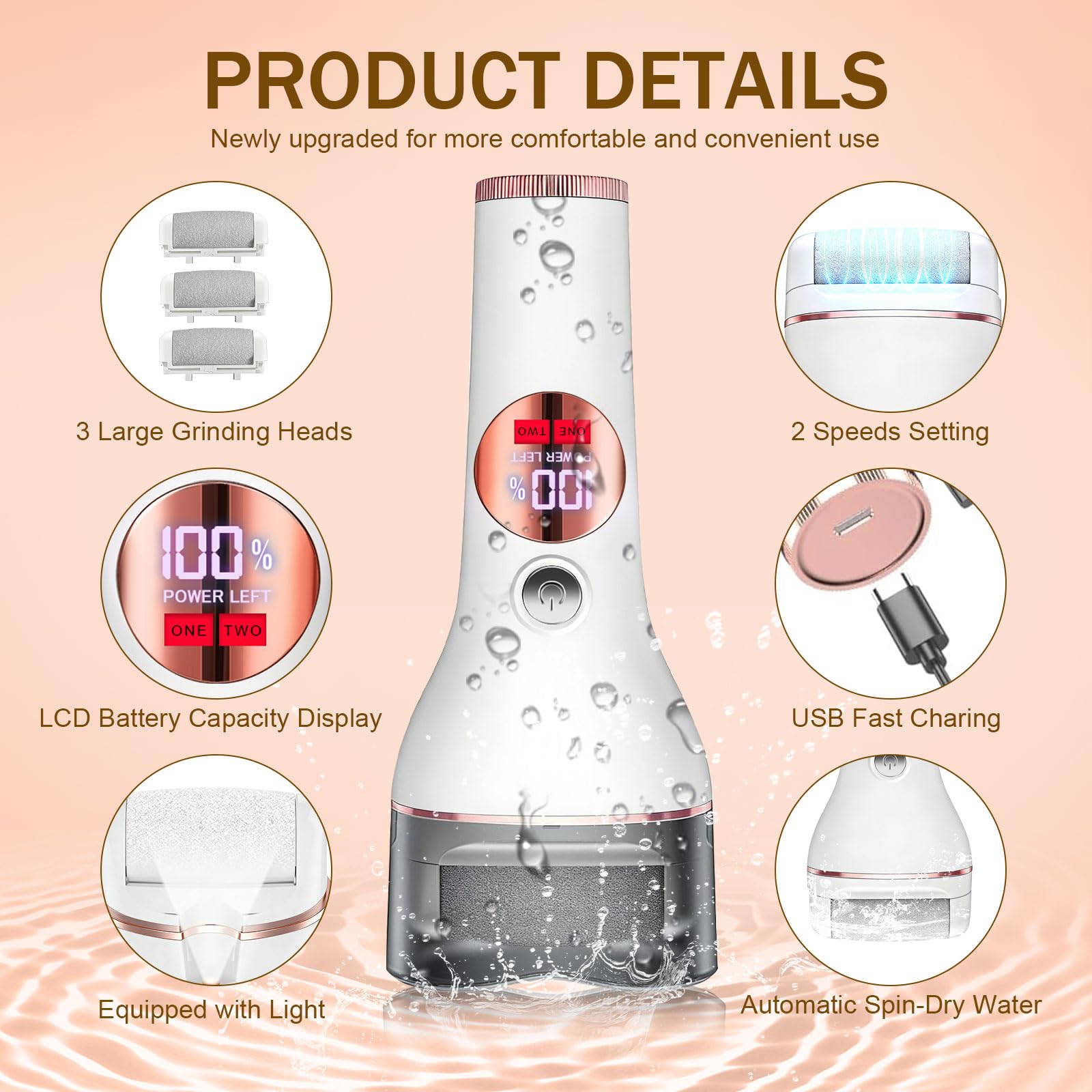 Zephiconn 17-in-1 Electric Foot File Kit – Rechargeable, Waterproof Foot Care Tool