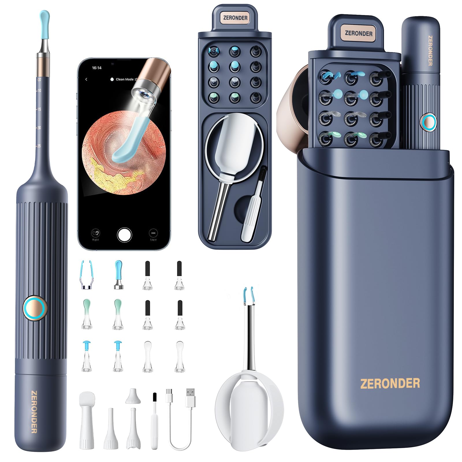 ZERONDER Ear Cleaner with Camera — 1080p Visual Ear Wax Removal Tool