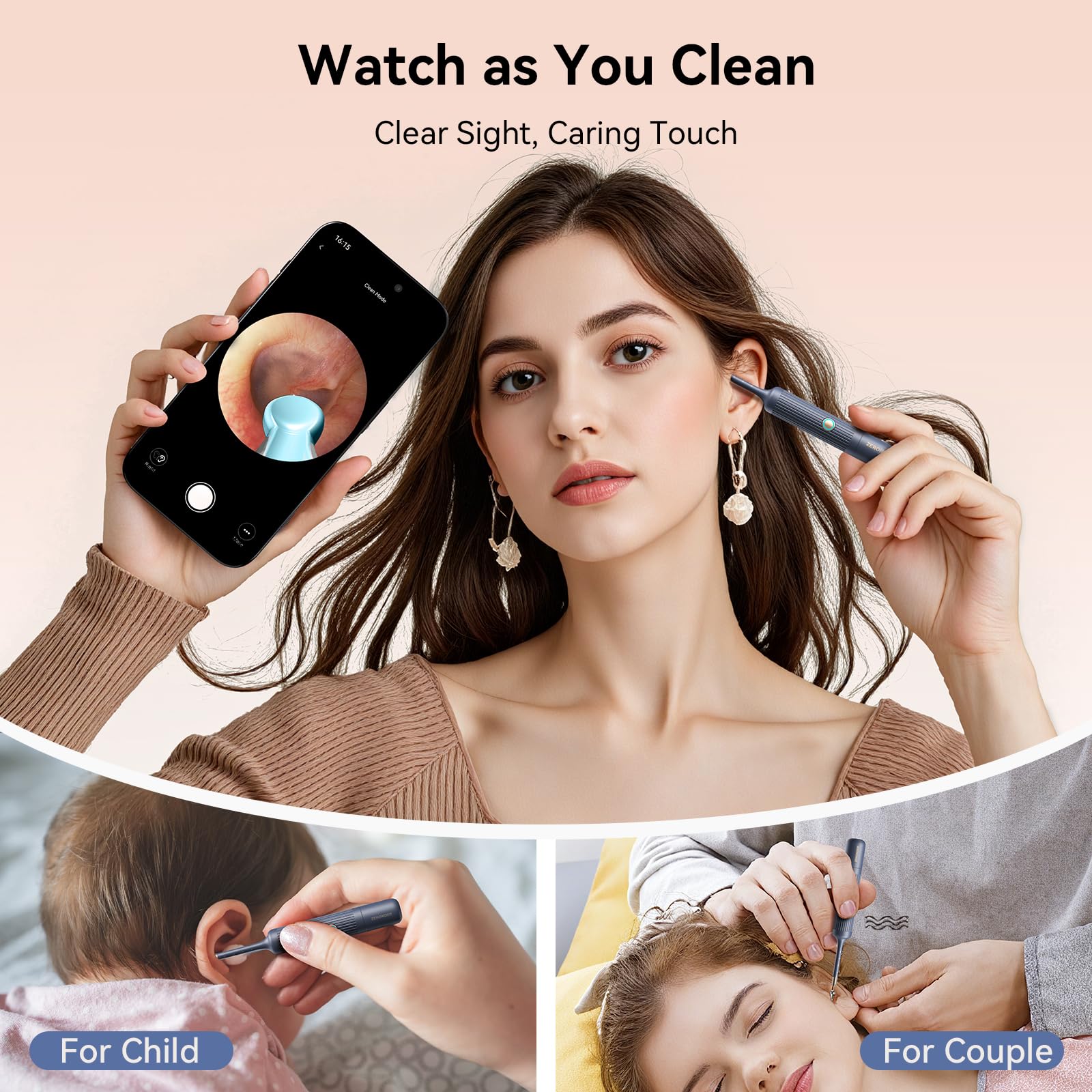 ZERONDER Ear Cleaner with Camera — 1080p Visual Ear Wax Removal Tool